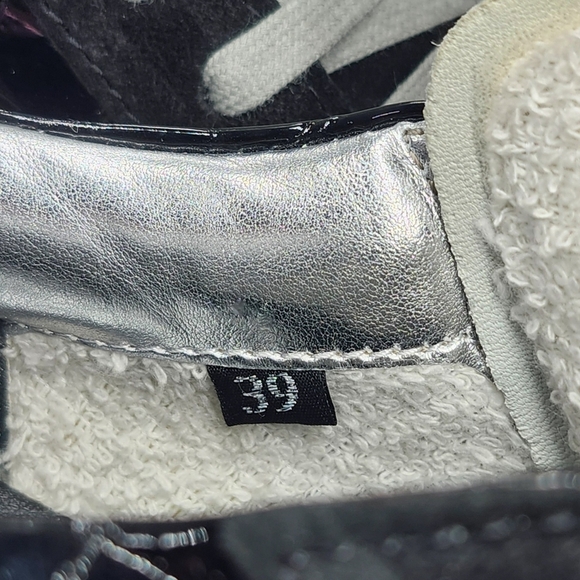 P448 John Black Suede Patent Leather Croc Pattern Pink Heel Pad Lace Up Sneakers - Picture 11 of 16